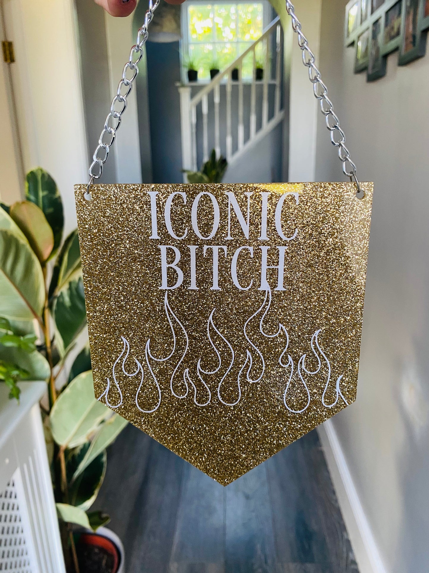 Iconic Bitch Glitter Acrylic Pennant