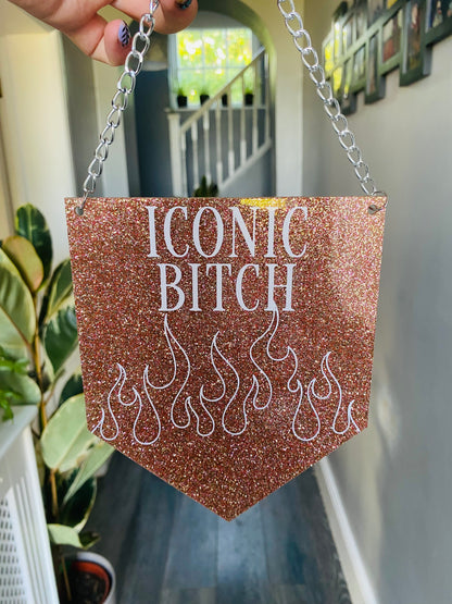Iconic Bitch Era Glitter Acrylic Pennant