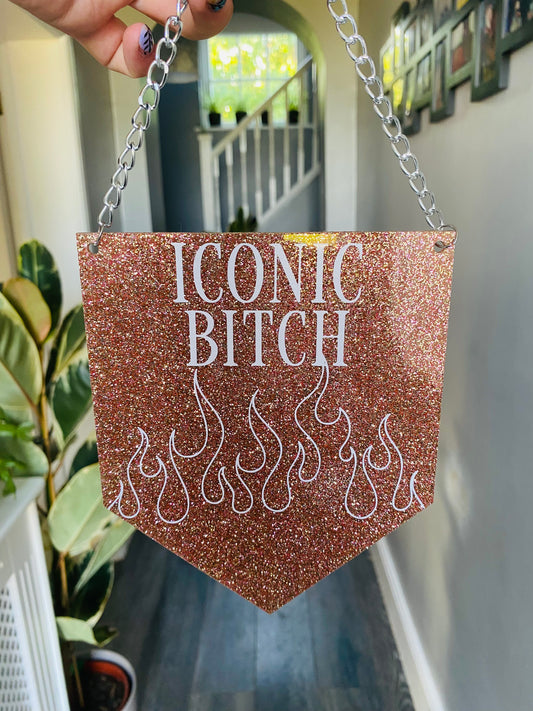 Iconic Bitch Era Glitter Acrylic Pennant