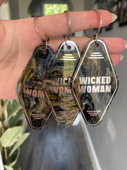 “Wicked Woman” Motel Style Keyring