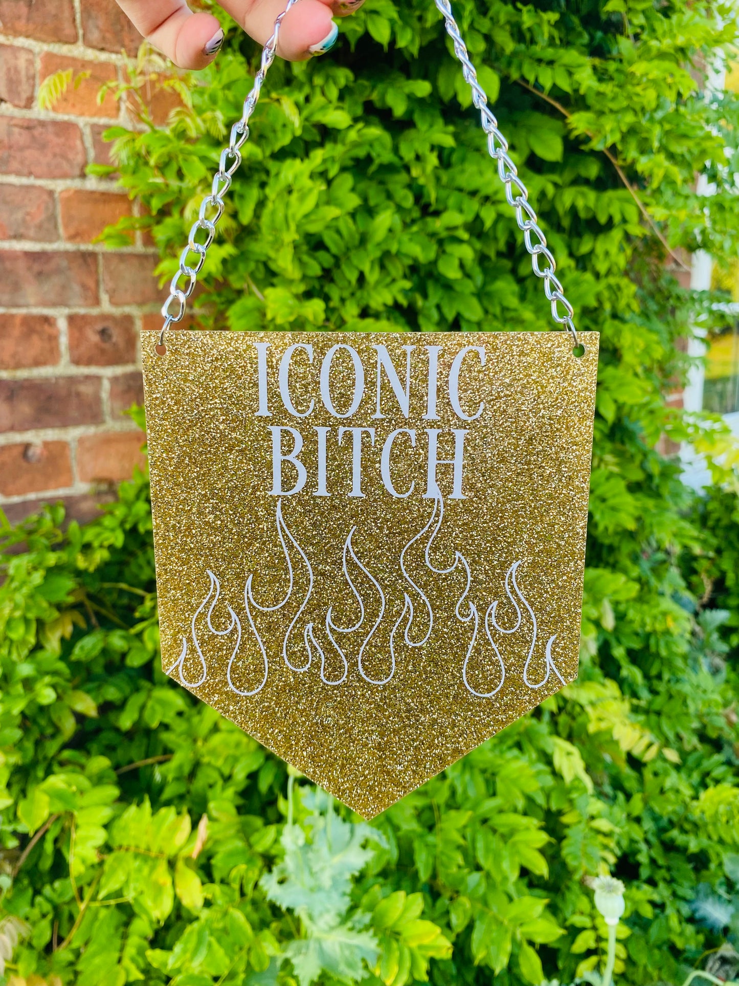 Iconic Bitch Glitter Acrylic Pennant