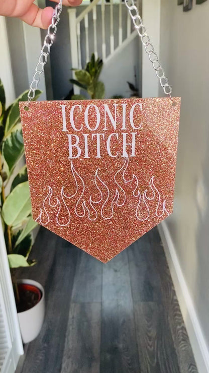 Iconic Bitch Era Glitter Acrylic Pennant